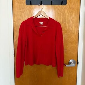 Pilcro cashmere red polo sweater